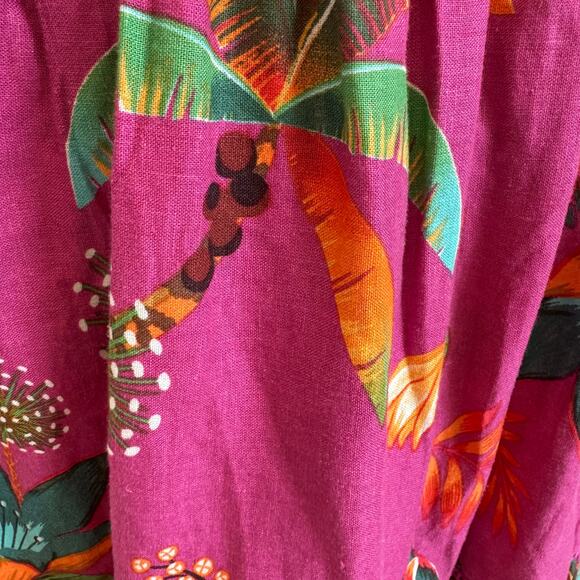 Rachel Roy Pink Floral Tropical Linen Blend Tiered Maxi Skirt Medium - Picture 4 of 10